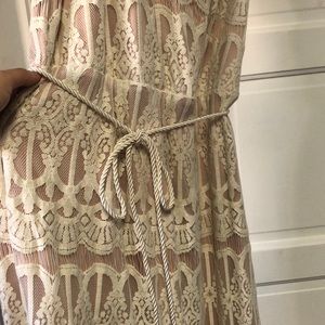 Jessica Howard cream & blush long lace dress, 22W